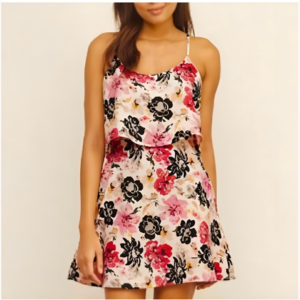 Abercrombie & fitch floral spaghetti strap tiered a line dress